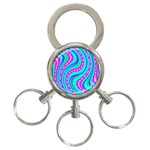 Swirls Pattern Design Bright Aqua 3-Ring Key Chain