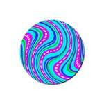 Swirls Pattern Design Bright Aqua Rubber Round Coaster (4 pack)
