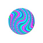 Swirls Pattern Design Bright Aqua Magnet 3  (Round)