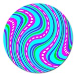 Swirls Pattern Design Bright Aqua Magnet 5  (Round)