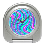 Swirls Pattern Design Bright Aqua Travel Alarm Clock
