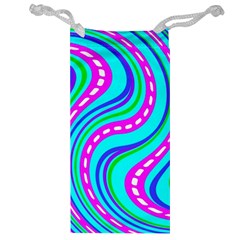 Swirls Pattern Design Bright Aqua Jewelry Bag from ArtsNow.com Front