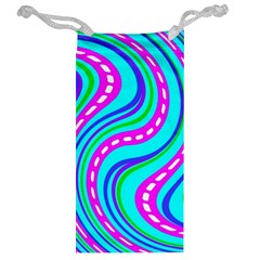 Swirls Pattern Design Bright Aqua Jewelry Bag from ArtsNow.com Back