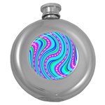 Swirls Pattern Design Bright Aqua Round Hip Flask (5 oz)