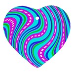 Swirls Pattern Design Bright Aqua Heart Ornament (Two Sides)