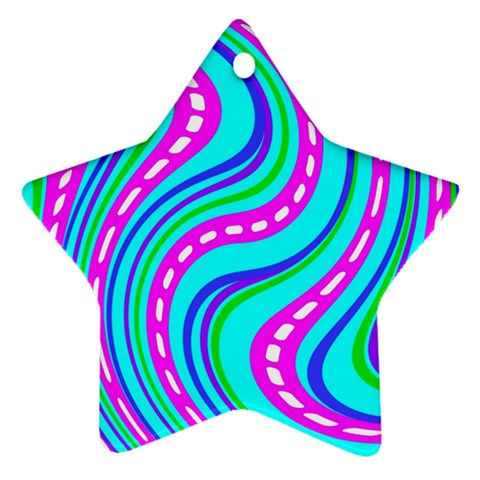 Swirls Pattern Design Bright Aqua Star Ornament (Two Sides) from ArtsNow.com Back