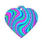Swirls Pattern Design Bright Aqua Dog Tag Heart (One Side)