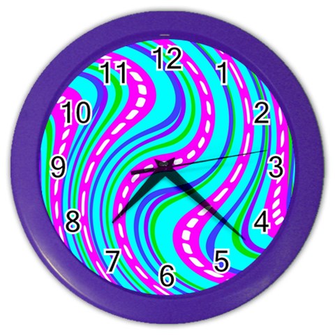 Swirls Pattern Design Bright Aqua Color Wall Clock from ArtsNow.com Front