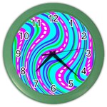 Swirls Pattern Design Bright Aqua Color Wall Clock