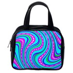 Swirls Pattern Design Bright Aqua Classic Handbag (One Side)