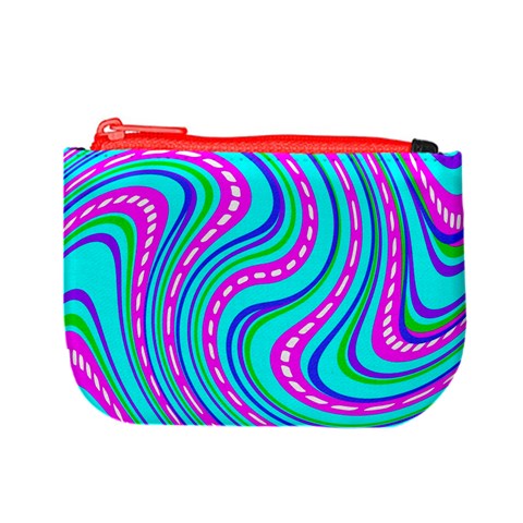 Swirls Pattern Design Bright Aqua Mini Coin Purse from ArtsNow.com Front