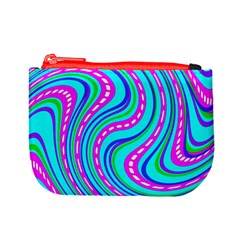 Swirls Pattern Design Bright Aqua Mini Coin Purse from ArtsNow.com Front