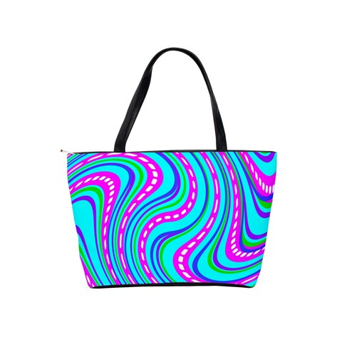 Swirls Pattern Design Bright Aqua Classic Shoulder Handbag from ArtsNow.com Back