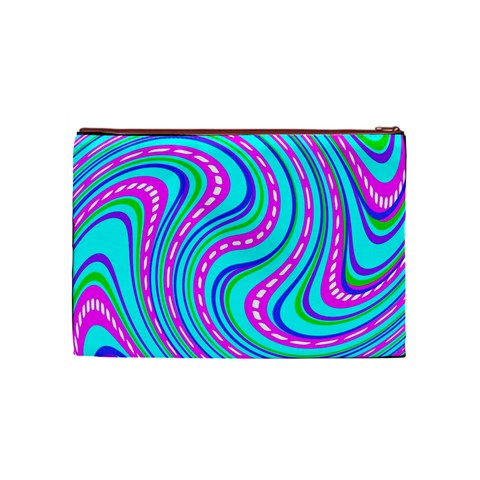 Swirls Pattern Design Bright Aqua Cosmetic Bag (Medium) from ArtsNow.com Front