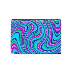 Swirls Pattern Design Bright Aqua Cosmetic Bag (Medium) from ArtsNow.com Front