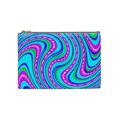 Swirls Pattern Design Bright Aqua Cosmetic Bag (Medium) from ArtsNow.com Front