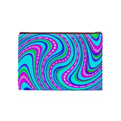 Swirls Pattern Design Bright Aqua Cosmetic Bag (Medium) from ArtsNow.com Back