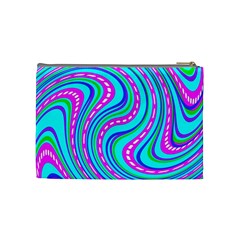 Swirls Pattern Design Bright Aqua Cosmetic Bag (Medium) from ArtsNow.com Back