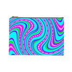 Swirls Pattern Design Bright Aqua Cosmetic Bag (Large)