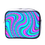 Swirls Pattern Design Bright Aqua Mini Toiletries Bag (One Side)