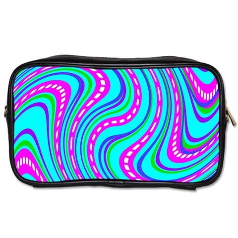 Swirls Pattern Design Bright Aqua Toiletries Bag (One Side) from ArtsNow.com Front