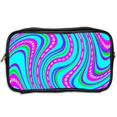 Swirls Pattern Design Bright Aqua Toiletries Bag (Two Sides) from ArtsNow.com Back