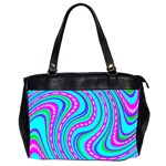 Swirls Pattern Design Bright Aqua Oversize Office Handbag (2 Sides)
