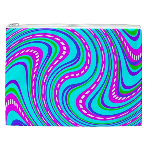 Swirls Pattern Design Bright Aqua Cosmetic Bag (XXL) from ArtsNow.com Front