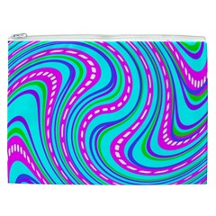 Swirls Pattern Design Bright Aqua Cosmetic Bag (XXL) from ArtsNow.com Front