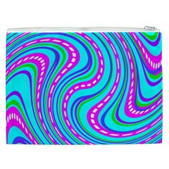 Swirls Pattern Design Bright Aqua Cosmetic Bag (XXL) from ArtsNow.com Back