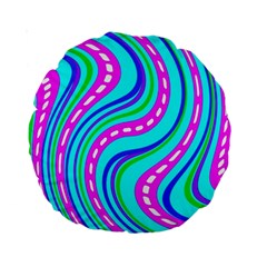 Swirls Pattern Design Bright Aqua Standard 15  Premium Round Cushions from ArtsNow.com Front