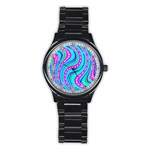 Swirls Pattern Design Bright Aqua Stainless Steel Round Watch