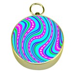 Swirls Pattern Design Bright Aqua Gold Compasses
