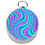 Swirls Pattern Design Bright Aqua Silver Compasses