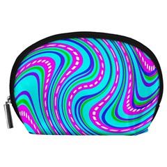 Swirls Pattern Design Bright Aqua Accessory Pouch (Large) from ArtsNow.com Front