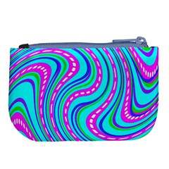 Swirls Pattern Design Bright Aqua Large Coin Purse from ArtsNow.com Back