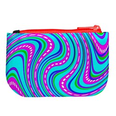 Swirls Pattern Design Bright Aqua Large Coin Purse from ArtsNow.com Back