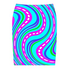 Swirls Pattern Design Bright Aqua Midi Wrap Pencil Skirt from ArtsNow.com Back