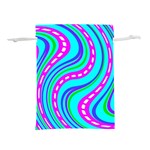 Swirls Pattern Design Bright Aqua Lightweight Drawstring Pouch (S)