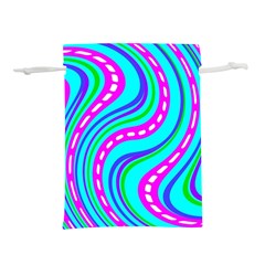 Swirls Pattern Design Bright Aqua Lightweight Drawstring Pouch (S) from ArtsNow.com Back