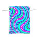 Swirls Pattern Design Bright Aqua Lightweight Drawstring Pouch (L)