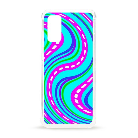 Swirls Pattern Design Bright Aqua Samsung Galaxy S20 6.2 Inch TPU UV Case from ArtsNow.com Front