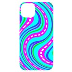 Swirls Pattern Design Bright Aqua iPhone 14 Plus Black UV Print Case