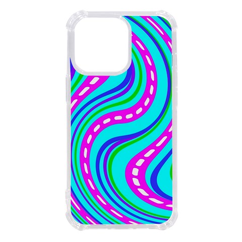 Swirls Pattern Design Bright Aqua iPhone 13 Pro TPU UV Print Case from ArtsNow.com Front