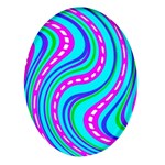 Swirls Pattern Design Bright Aqua Oval Glass Fridge Magnet (4 pack)