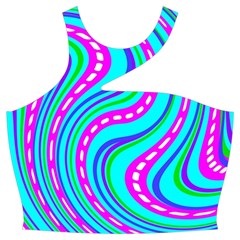 Swirls Pattern Design Bright Aqua Cut Out Top from ArtsNow.com Front