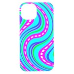 Swirls Pattern Design Bright Aqua iPhone 15 Black UV Print PC Hardshell Case