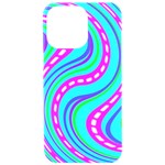 Swirls Pattern Design Bright Aqua iPhone 15 Pro Max Black UV Print PC Hardshell Case