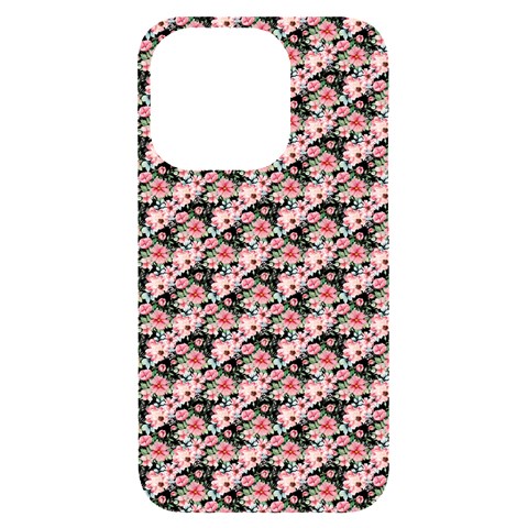 Pink Roses 02 Pink Roses 01 iPhone 14 Pro Black UV Print Case from ArtsNow.com Front