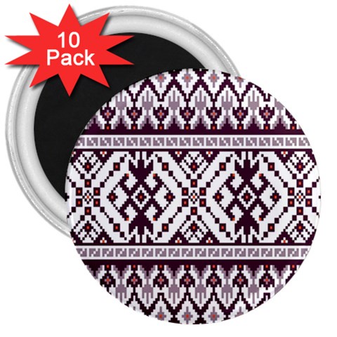 Illustration Ukrainian Folk Seamless Pattern Ornament 3  Magnets (10 pack)  from ArtsNow.com Front